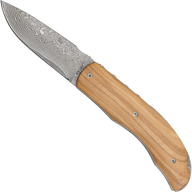 Haller Damask Survival Knife with Damascene Steel, Olive Wood