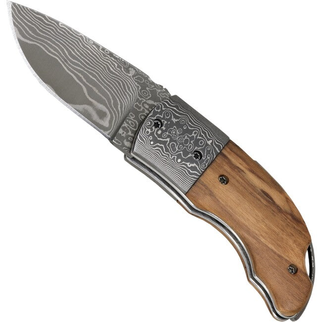 Haller Damast Survival Knife with Damascus Steel, Olive Handle