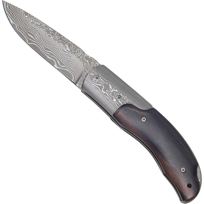 Haller Damast Survival Knife with Damascus Steel, Damast Grip, Ebony