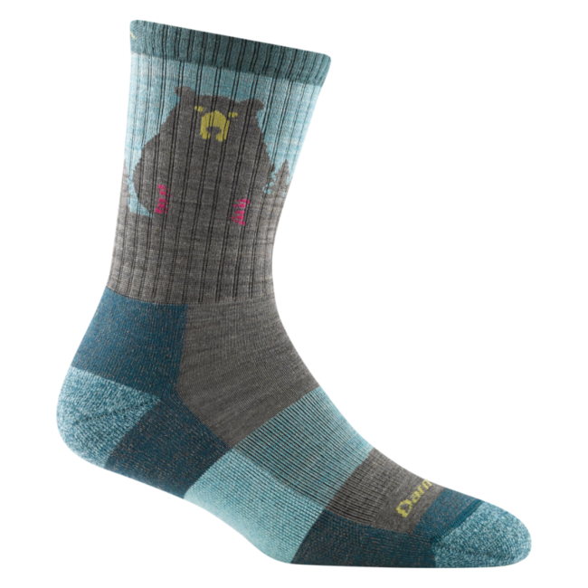 Darn Tough Bear Town Micro Crew Socks, Aqua, Lightweight with Cushioning