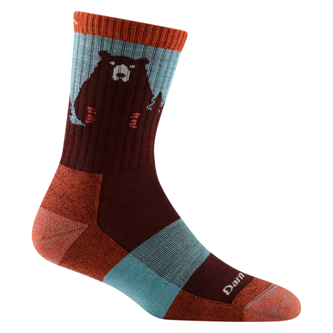 Darn Tough Bear Town Micro Crew Socks, Burgundy