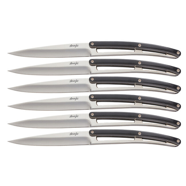 Deejo 6 Steak Knives Set, Glossy Blade Paperstone