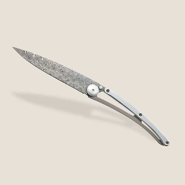 Deejo Exception Folding Knife, White Gold