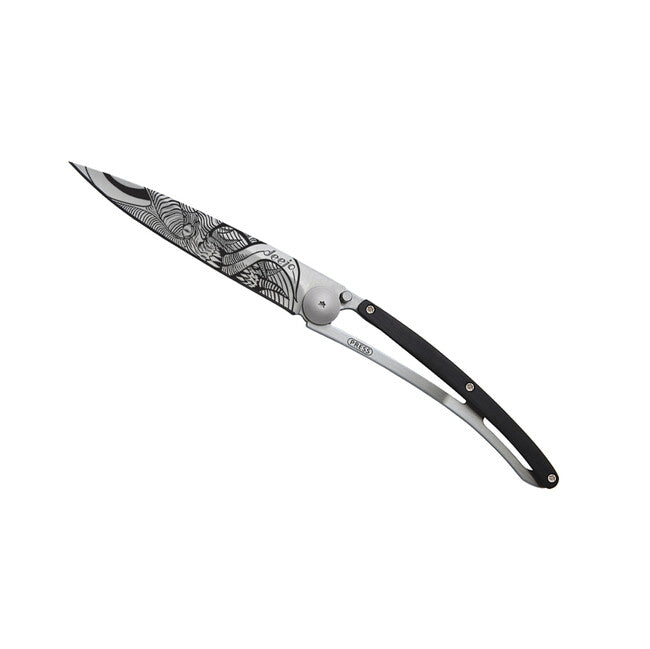 Deejo Fantasy Demon Folding Knife, Ebony Wood
