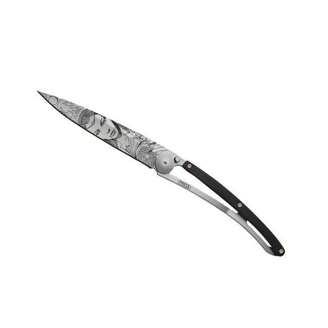 Deejo Fantasy Succubus Folding Knife, Ebony Wood