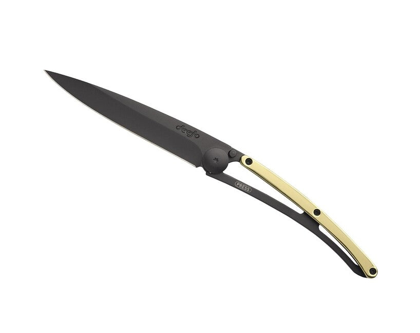 Deejo zatvárací nôž GOLD black 23kt yellow gold