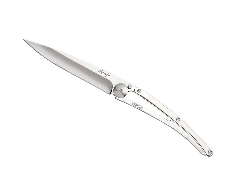 Deejo Folding Knife GOLD Mirror 9kt White Gold