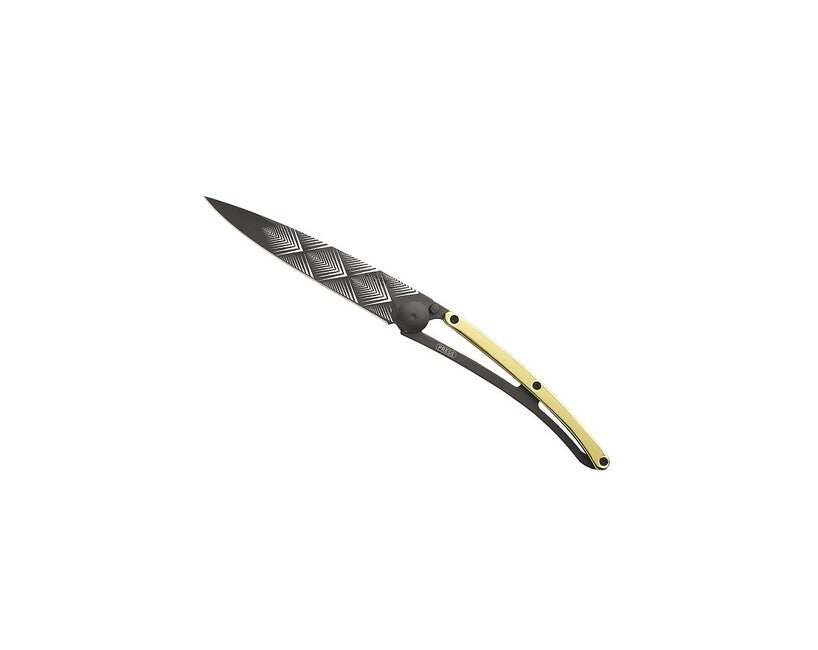 Deejo Folding Knife GOLD Tattoo 23kt Yellow Gold Art Deco
