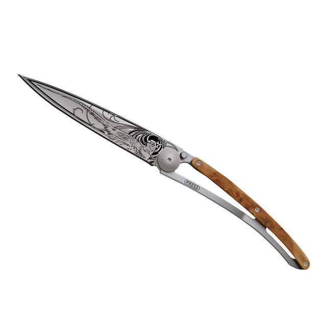 Deejo Folding Knife Nature Juniper Wood Pheasant
