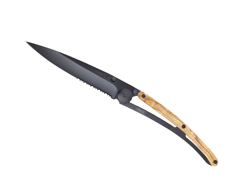 Deejo zatvárací nôž Serration black olive wood