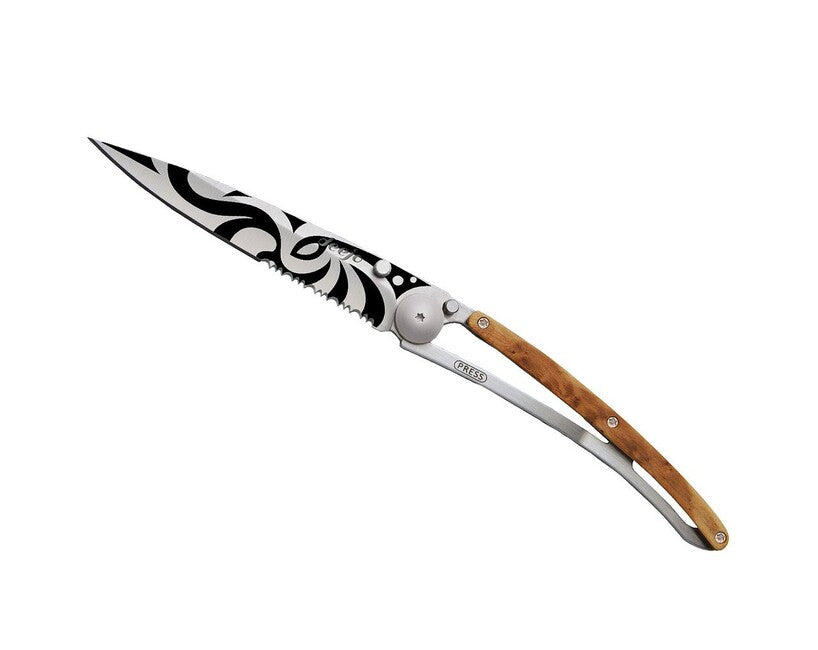 Deejo Serration Folding Knife Juniper Tribal