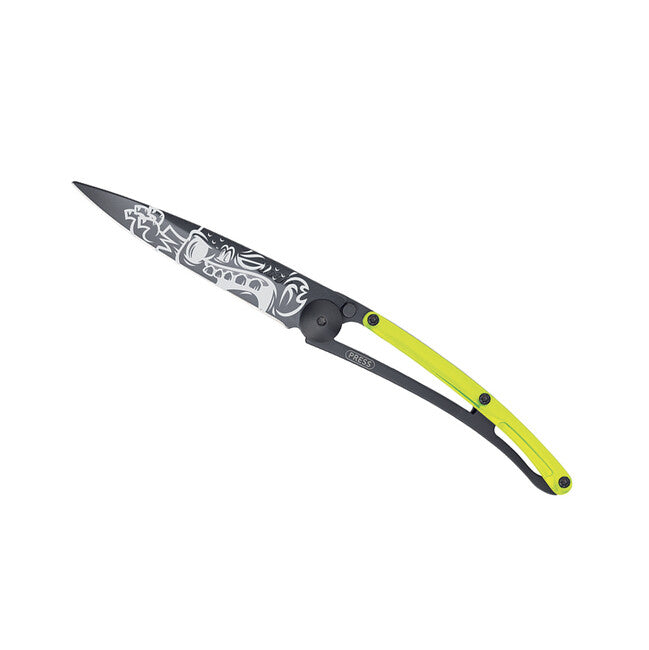 Deejo Street Collection Folding Knife Black Yellow Zombie