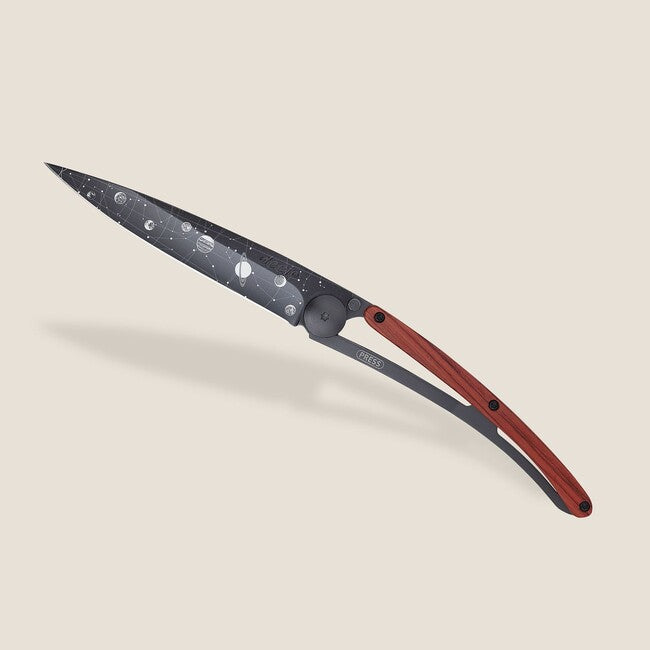 Deejo Tattoo Folding Knife Astro Black Coralwood