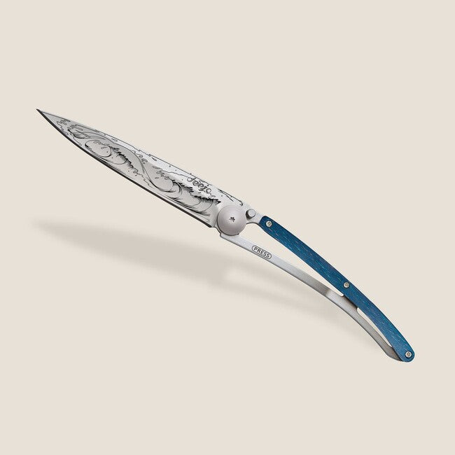 Deejo Tattoo Wave Folding Knife, Beech