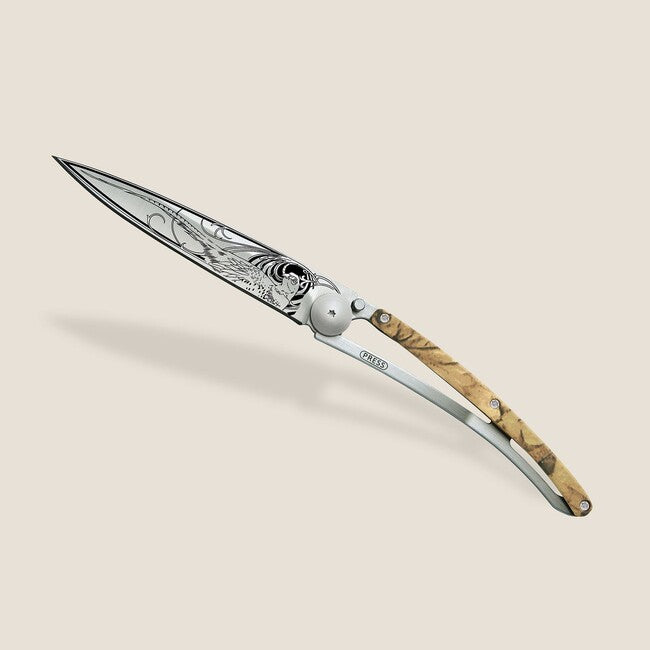 Deejo Tattoo Folding Knife, Camo Pheasant