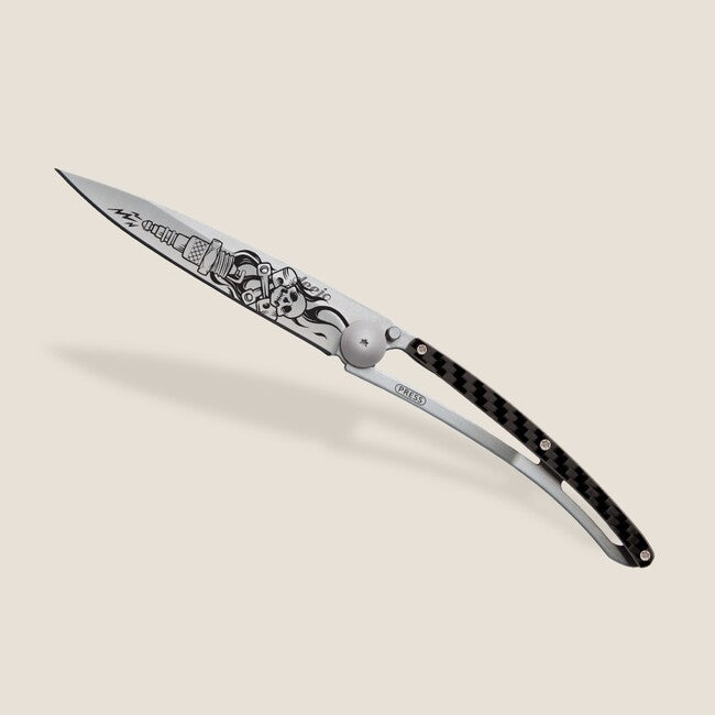 Deejo Tattoo Fiber Biker Folding Knife
