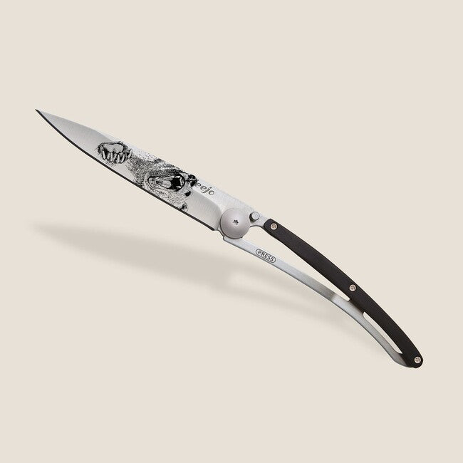 Deejo Tattoo Grizzly Folding Knife, Ebony Wood