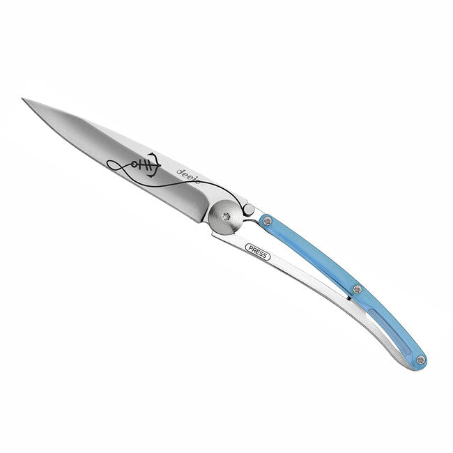 Deejo Tattoo Folding Knife, Blue Anchor