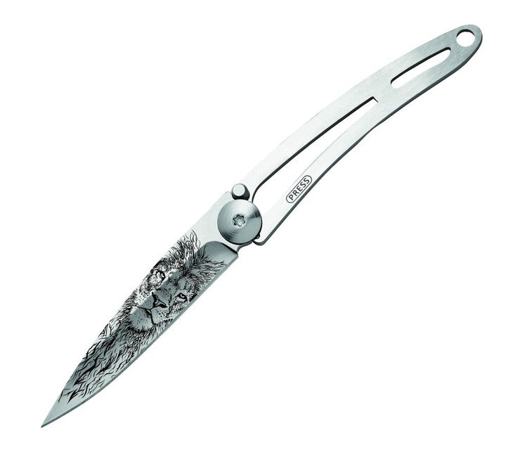 Deejo Tattoo Naked Mirror Lion Folding Knife