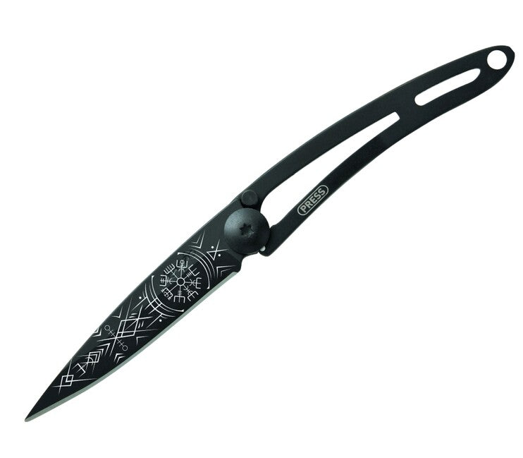Deejo Tattoo Naked Viking Vegvisir Folding Knife