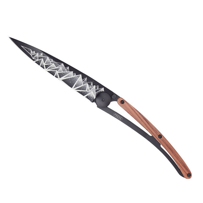 Deejo Tattoo Trek Folding Knife, Black Coralwood