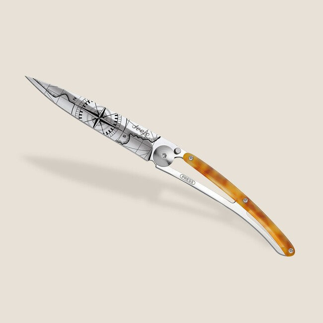 Deejo Tattoo Turtle Folding Knife, Mirror Turtle Shell, Terra Incognita