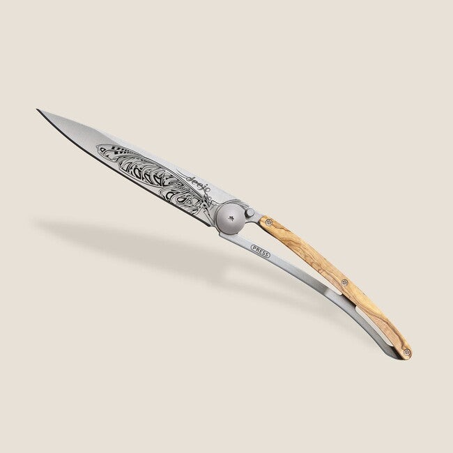 Deejo Tattoo Wood Butterfly Folding Knife