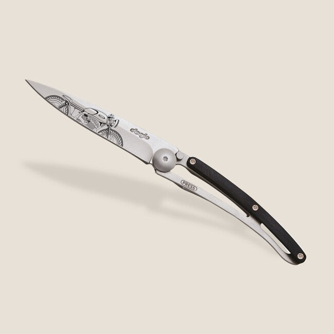 Deejo Tattoo Cafe Racer Folding Knife, Wood