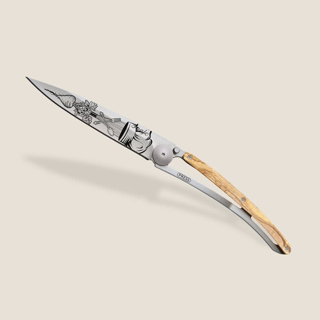 Deejo Tattoo Wood Chef Folding Knife