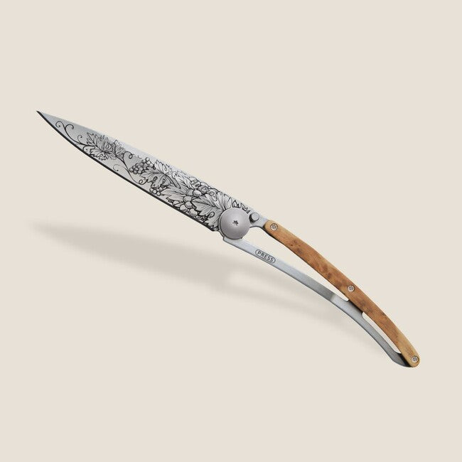Deejo Tattoo Wood Grand Cru Folding Knife