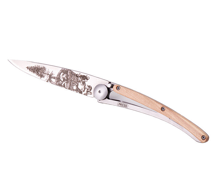 Deejo Tattoo Wood Folding Knife, Mushroom