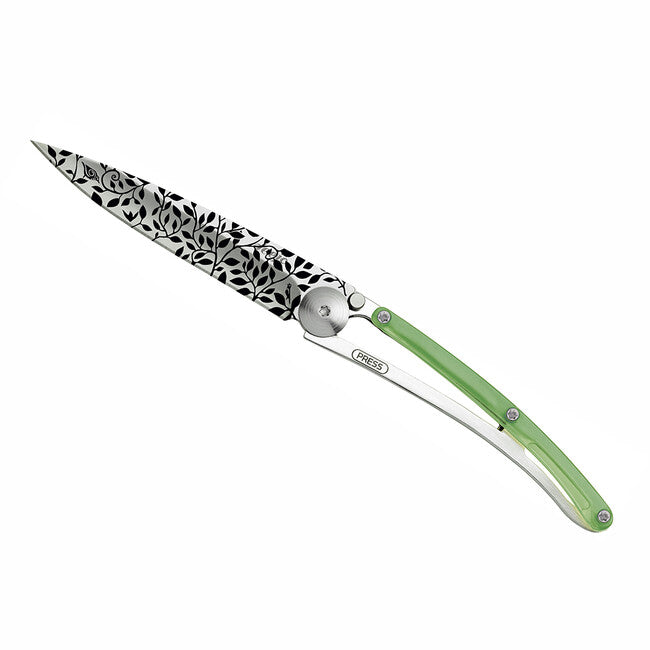Deejo Tattoo Folding Knife, Green Nature