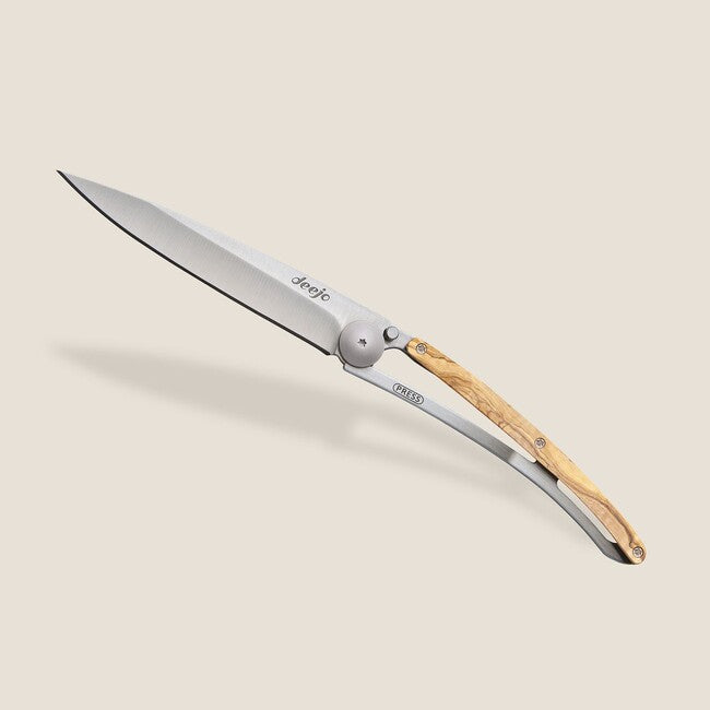 Deejo Folding Knife Wood Natural Olive Wood