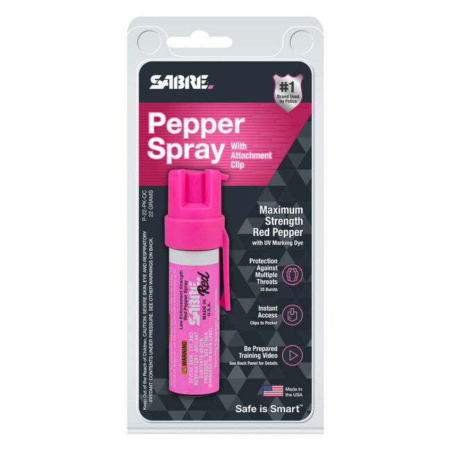 SABRE RED Pocket Defense Spray with Clip 22 ml, Pink