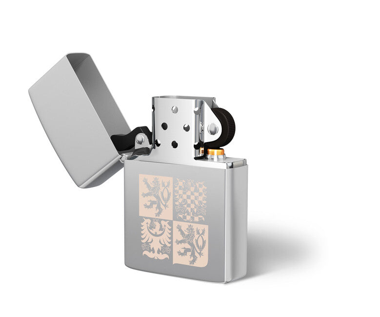 DRAGOWA Lighter with Czech State Emblem Engraving, Silver