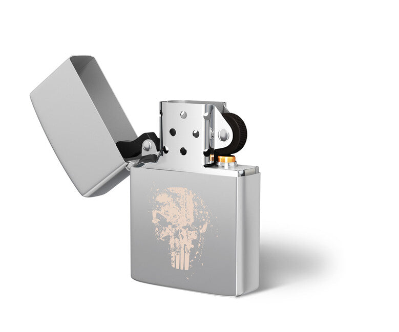 DRAGOWA Frank the Punisher Lighter with Engraving, Silver