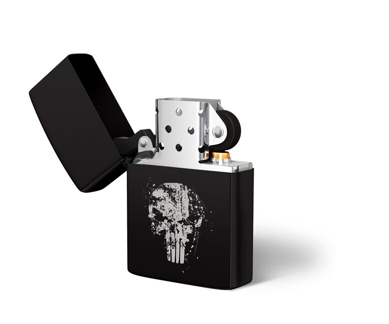DRAGOWA Frank the Punisher Lighter with Engraving, Black
