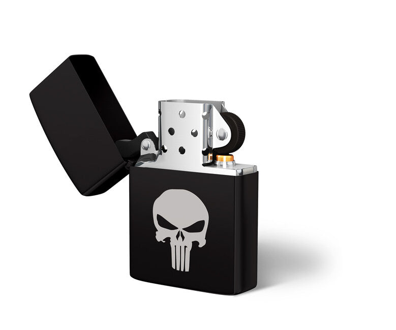 DRAGOWA Punisher Lighter with Engraving, Black