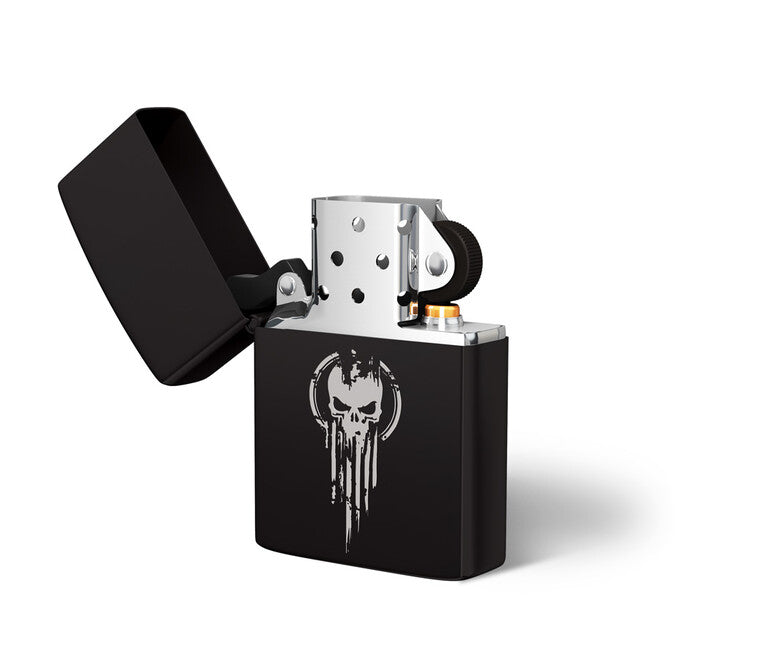 DRAGOWA Skull Lighter with Engraving, Black