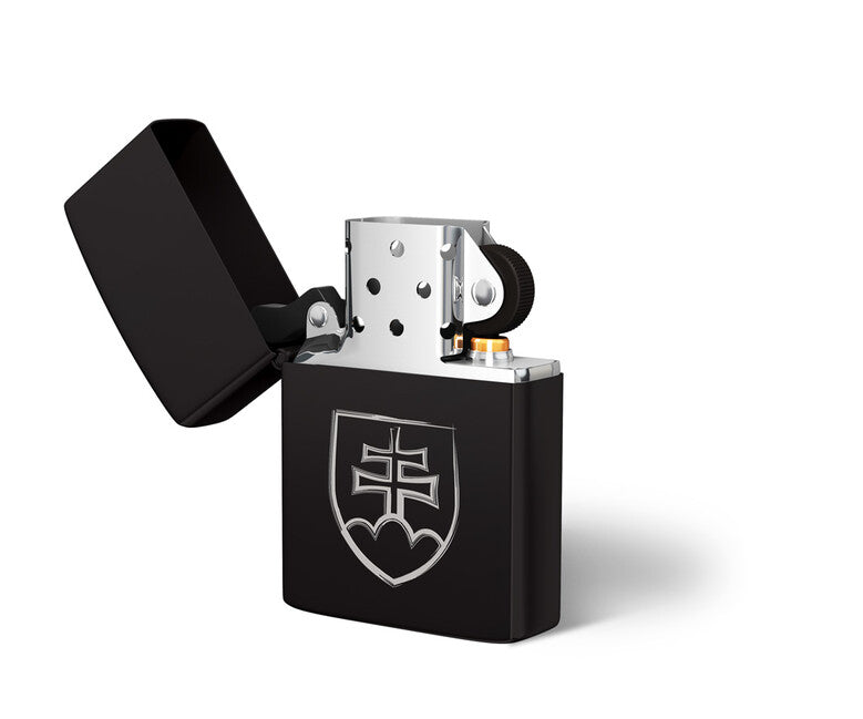 DRAGOWA Lighter with Engraving Slovak Symbol, Black