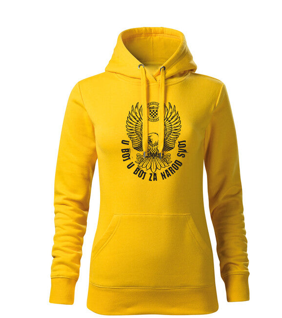 DRAGOWA Women's Hoodie HR Eagle "u boj za narod svoj", Yellow