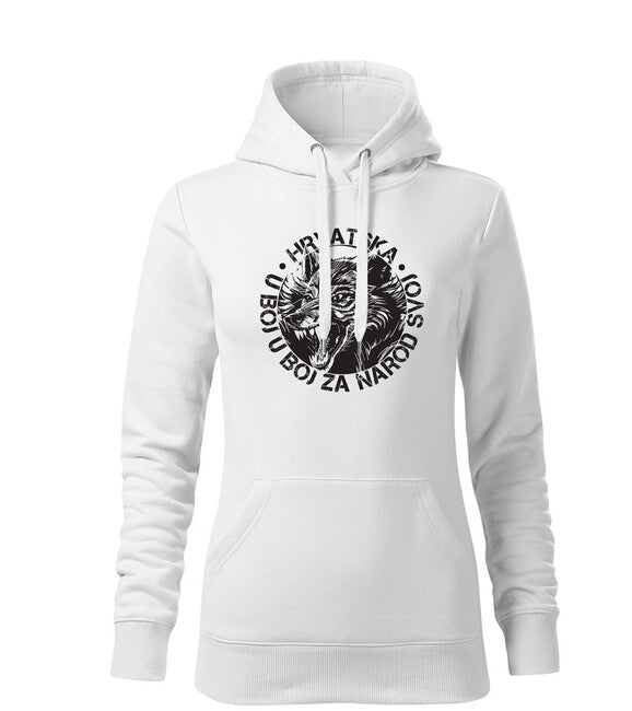 DRAGOWA Women's Hoodie HR Wolf "In Battle For Our Nation", White