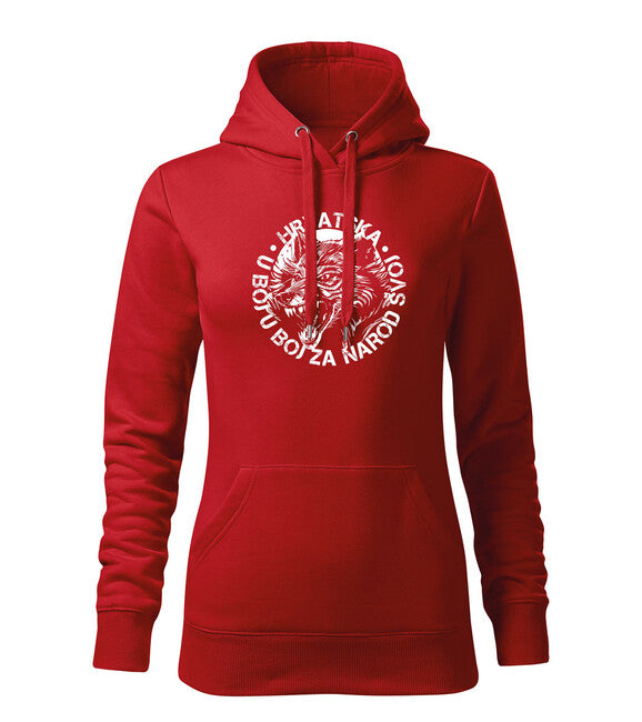 DRAGOWA Women's Hoodie HR Wolf "In Battle For Our Nation", Red