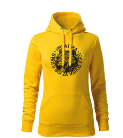 DRAGOWA HR women's wolf hoodie "u boj u boj za narod svoj", yellow