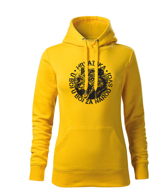 DRAGOWA Women's Hoodie HR Wolf "In Battle For Our Nation", Yellow