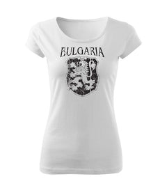 DRAGOWA women's short-sleeve t-shirt Bulgarian coat of arms, white