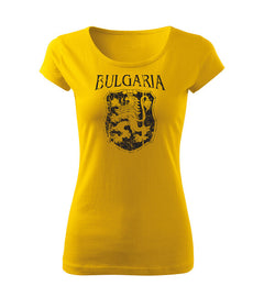 DRAGOWA women's short-sleeve t-shirt Bulgarian coat of arms, yellow