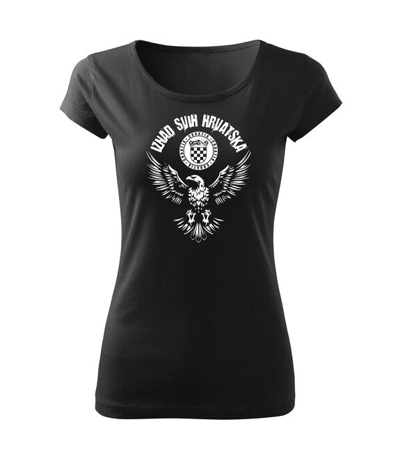 DRAGOWA Women's Short T-Shirt HR Eagle "Iznad svih Hrvatska", Black