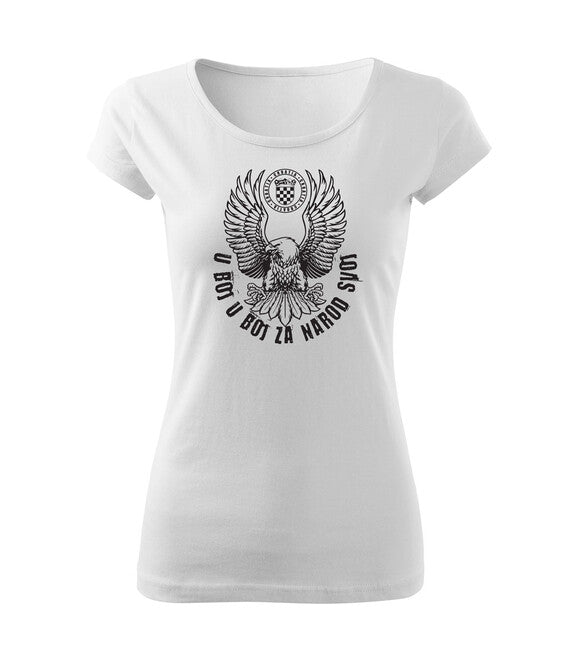 DRAGOWA Women's Short Sleeve T-Shirt HR Eagle "In Battle For Our Nation", White