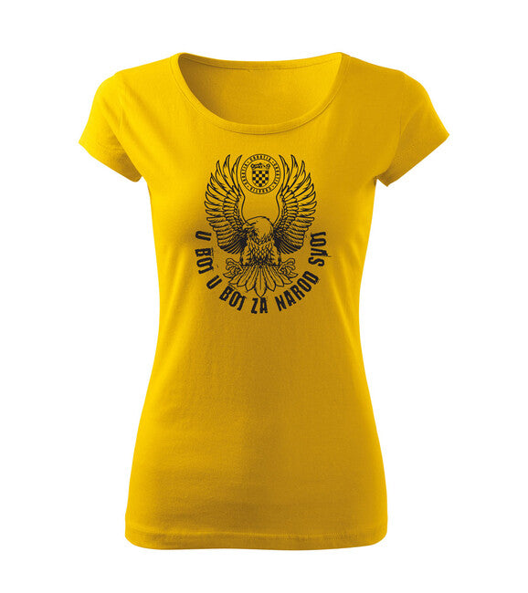 DRAGOWA Women's Short T-Shirt HR Eagle "Into Battle for Our Nation", Yellow